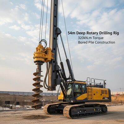 54m Deep Rotary Drilling Rig dengan torsi 320kN.m dan diameter pengeboran 2500mm untuk konstruksi tumpukan bor